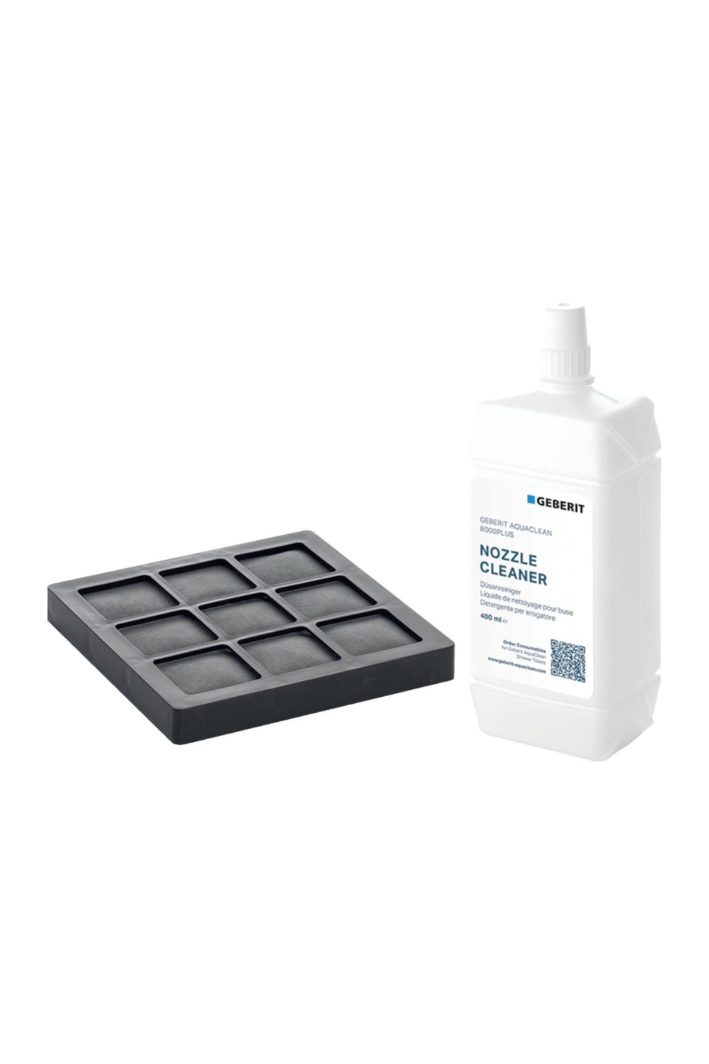 Geberit AquaClean set 1 actief koolfilters en 1 douchearm reinigingsmiddelen 400ml - v 8000/8000 plus - Onderhoudspakket
